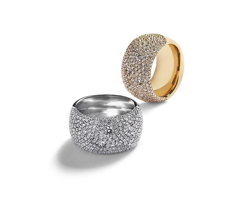 Pavéring bred med 255 brillanter i hvidguld eller gulguld, i alt 3,40 carat