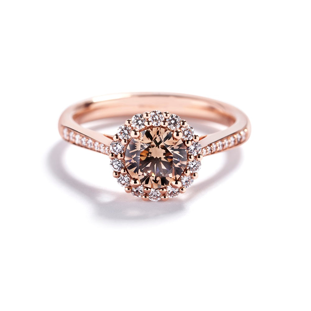 Champagnefarvede diamantringe