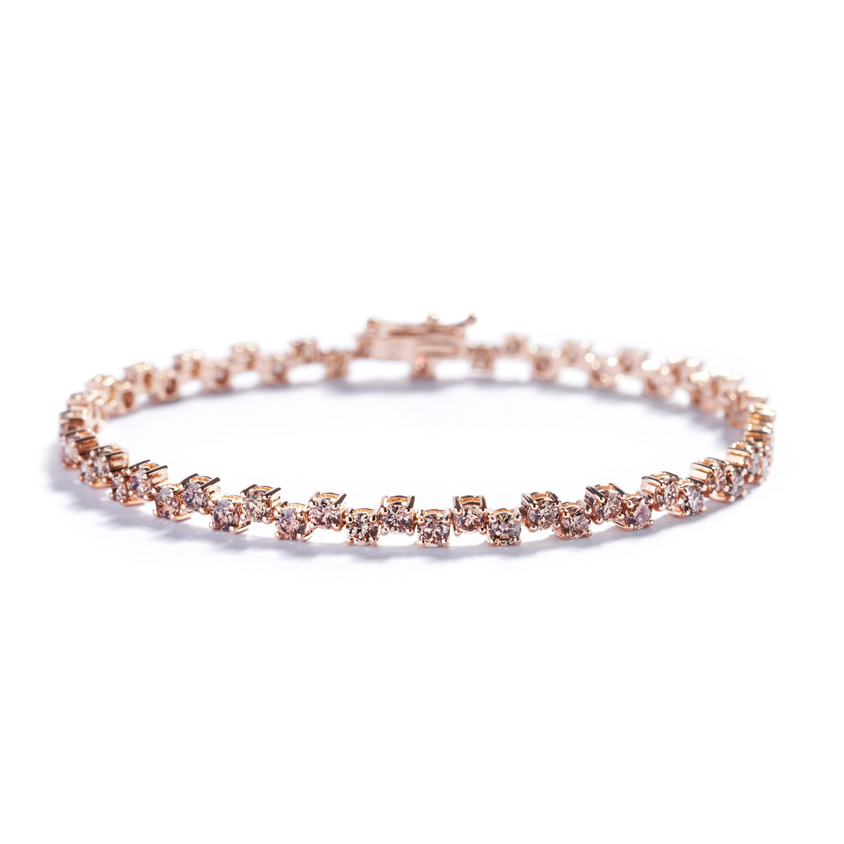 Armbånd i 18 kt. rosaguld med 4,85 ct. champagnefarvede diamanter