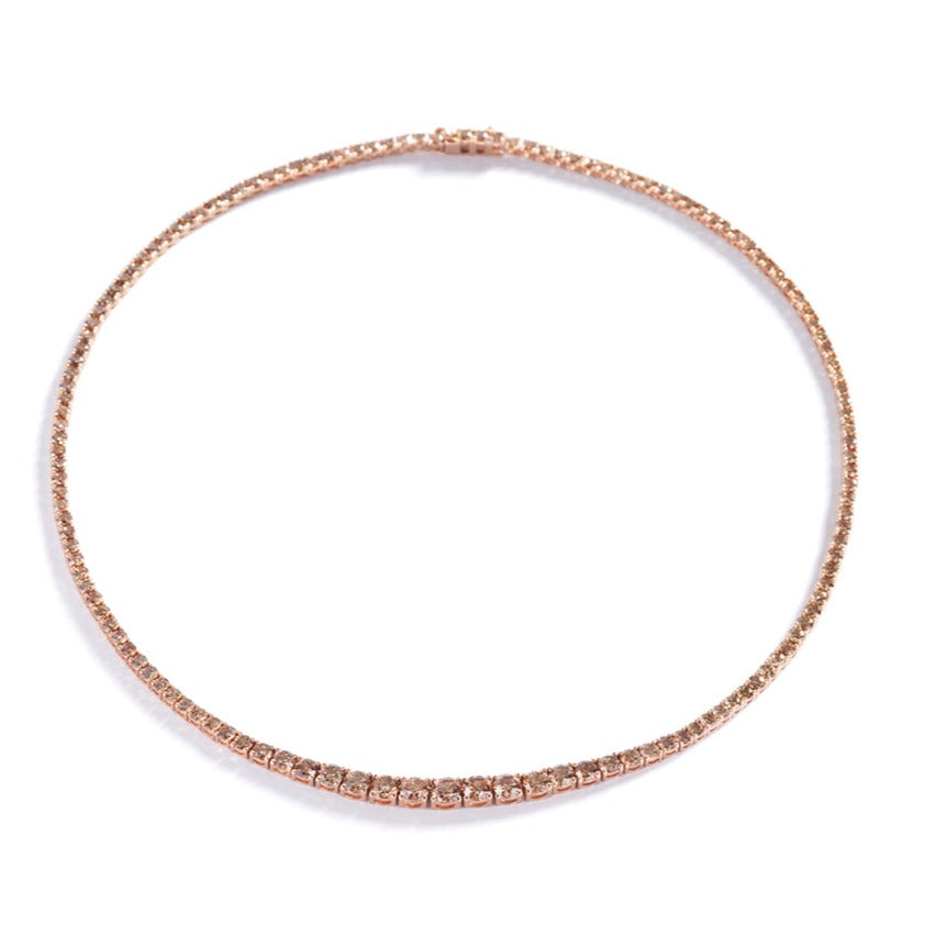 Tenniscollier med 7,69 ct. champagnefarvede diamanter