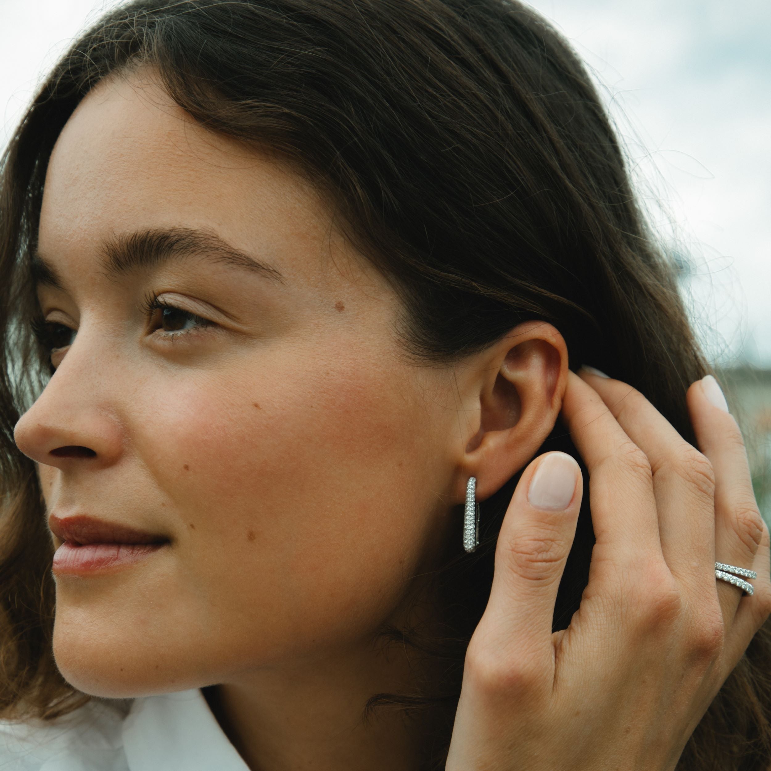 Copenhagen Square creoler i 18 kt. hvidguld med 0,95 ct. brillanter