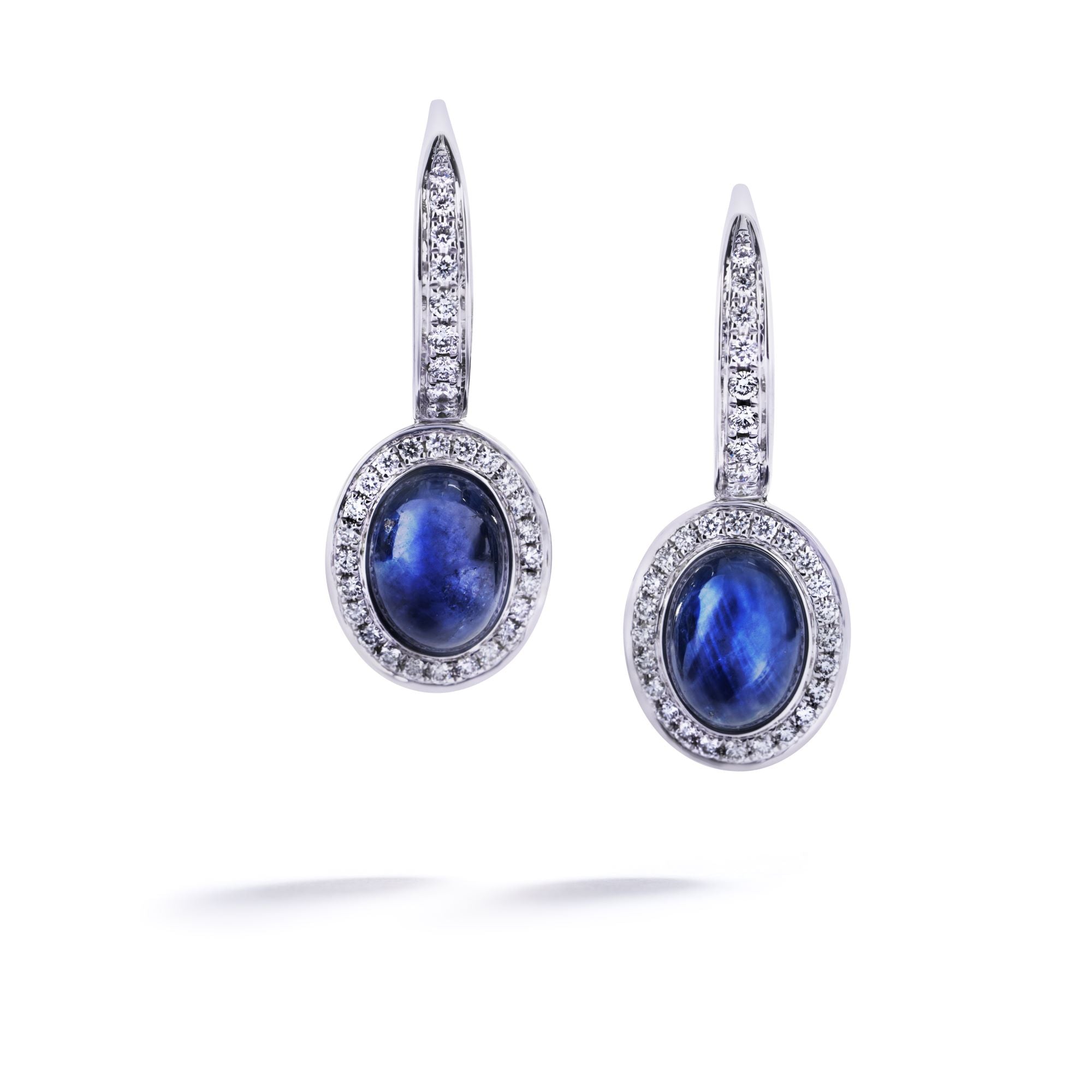 Safir Ørehænger med i alt 3,81 ct. Grønlandske Safirer og brillanter
