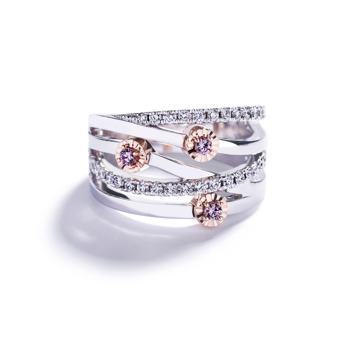 Rækkering med 0,11 ct. Argyle Pink diamanter