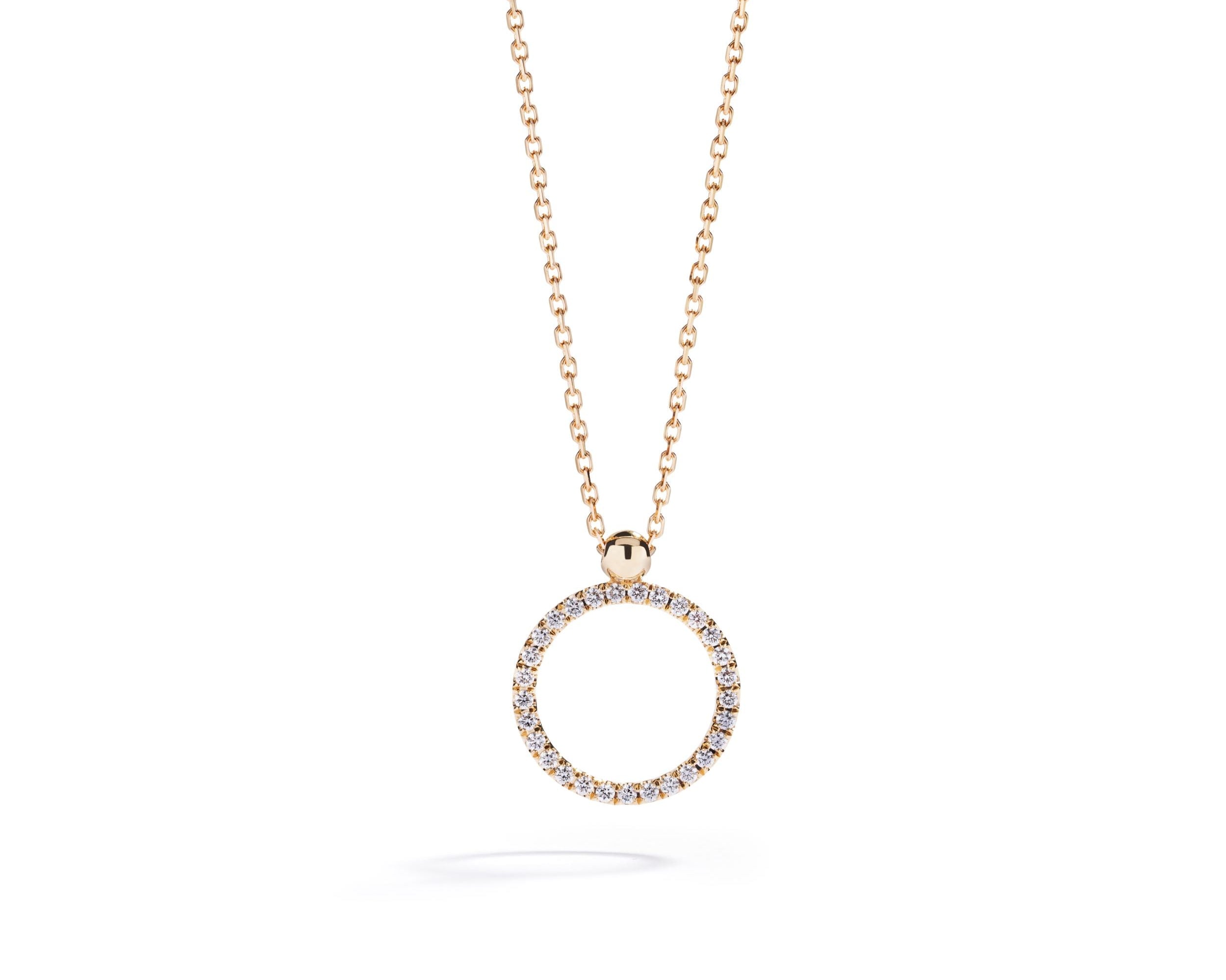 Cirkelvedhæng i 18 kt. gulguld med 0,16 ct. brillanter