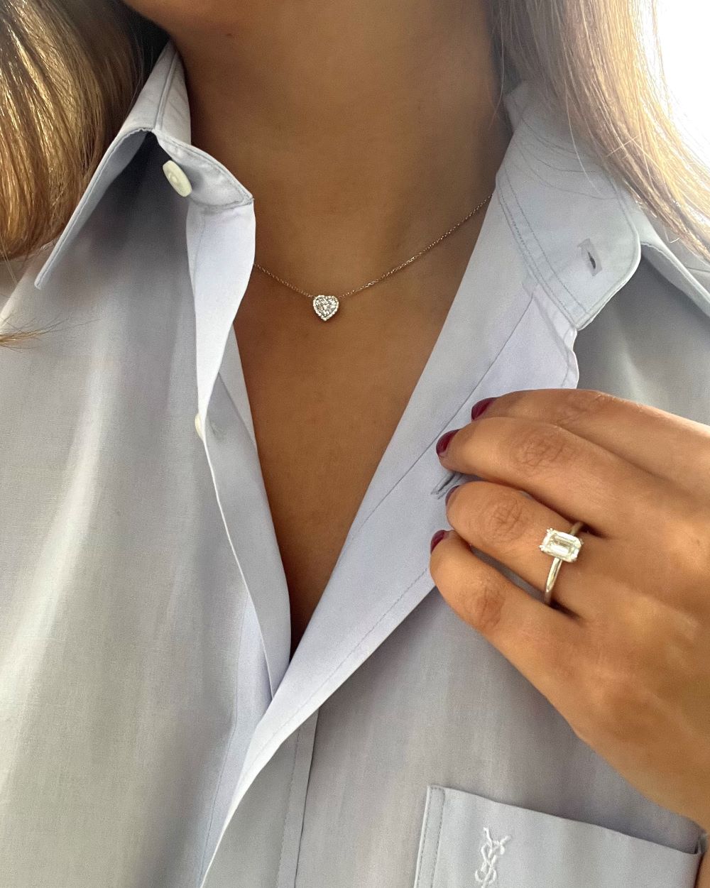 Diamantvedhæng med 1,02 ct. hjertesleben champagne diamant