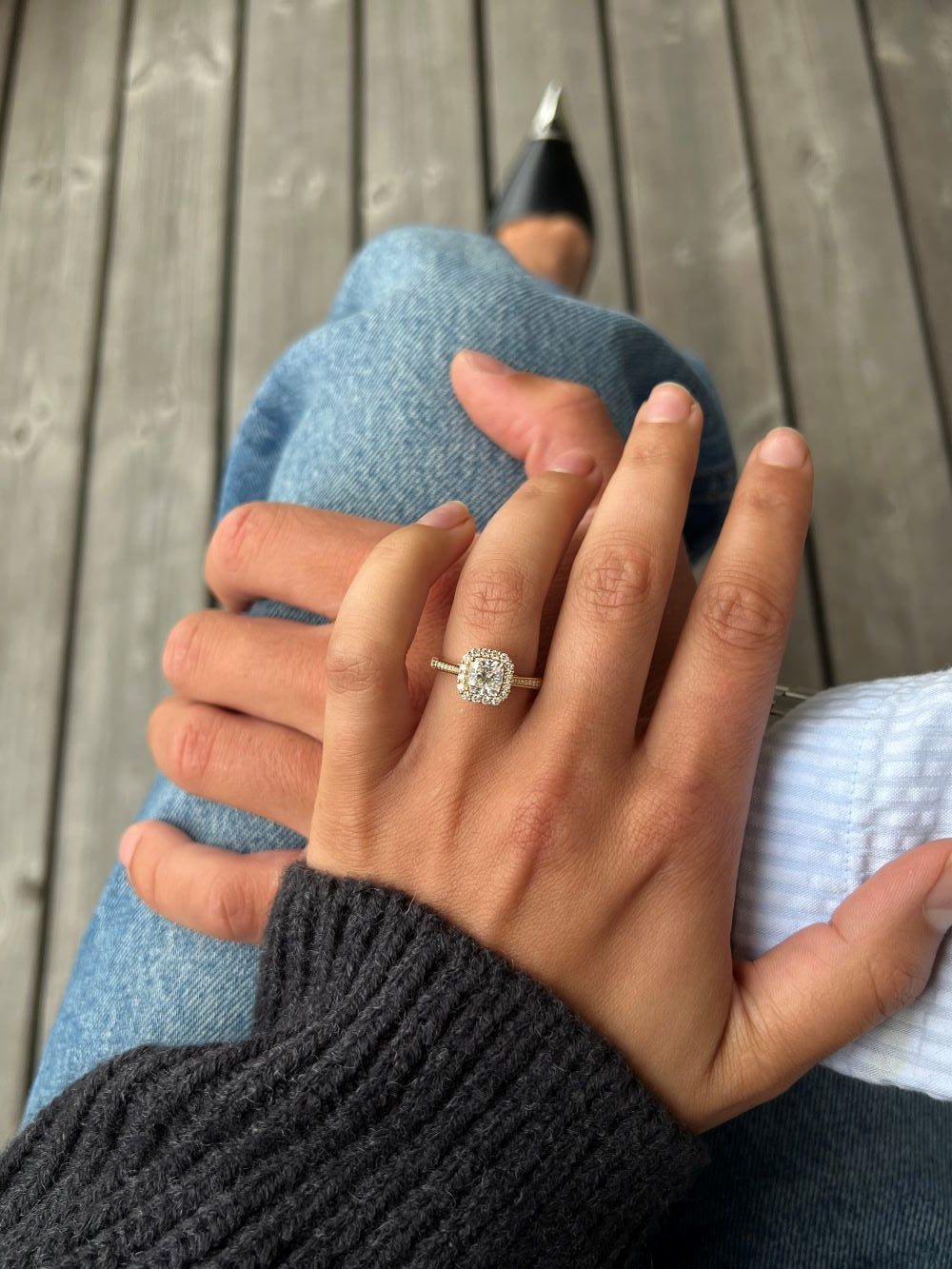 Rosetring med 0,53 ct. cushion-cut diamant