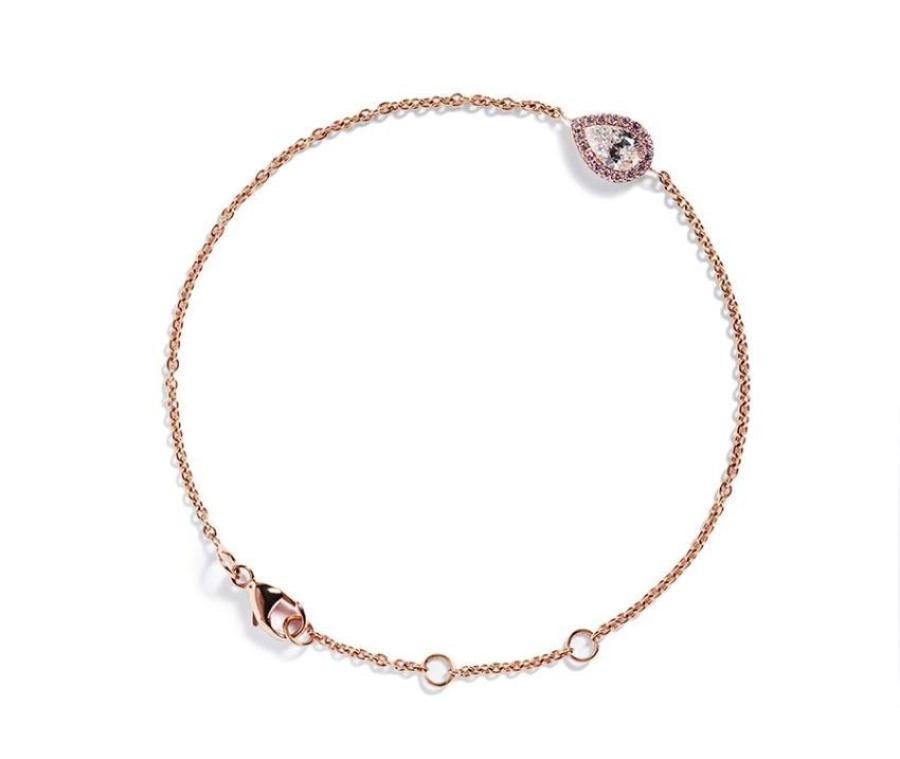Armbånd med 0,42 ct. dråbediamant og 0,08 ct. Argyle Pink diamanter