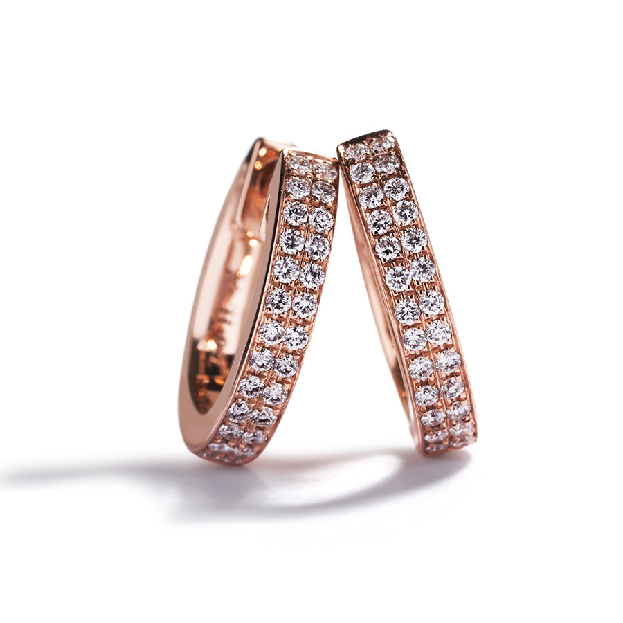 Diamant creoler  i 18 kt. rosaguld med 52 brillanter