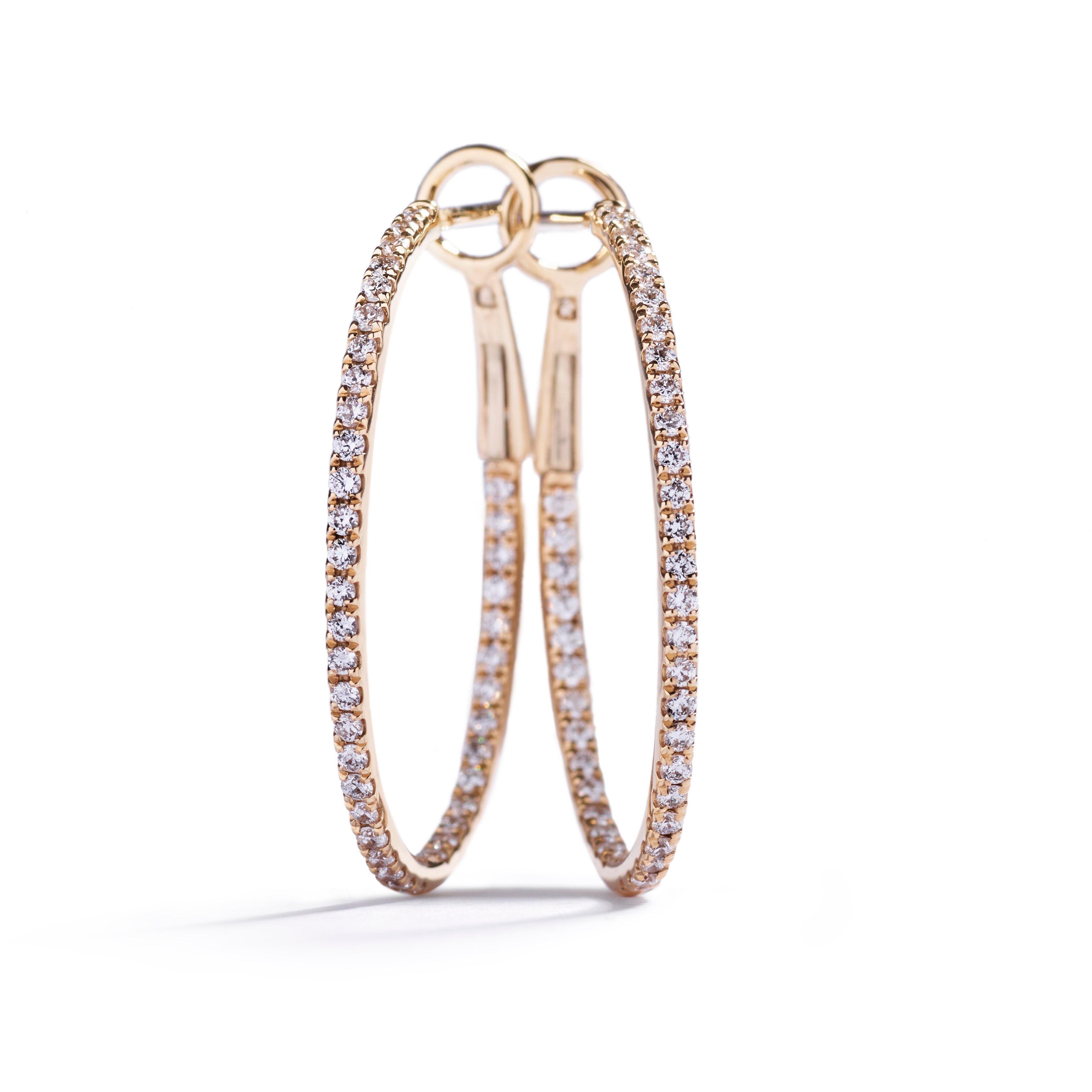 Diamant creoler i 18 kt. gulguld fra Hartmann's med 80 brillanter