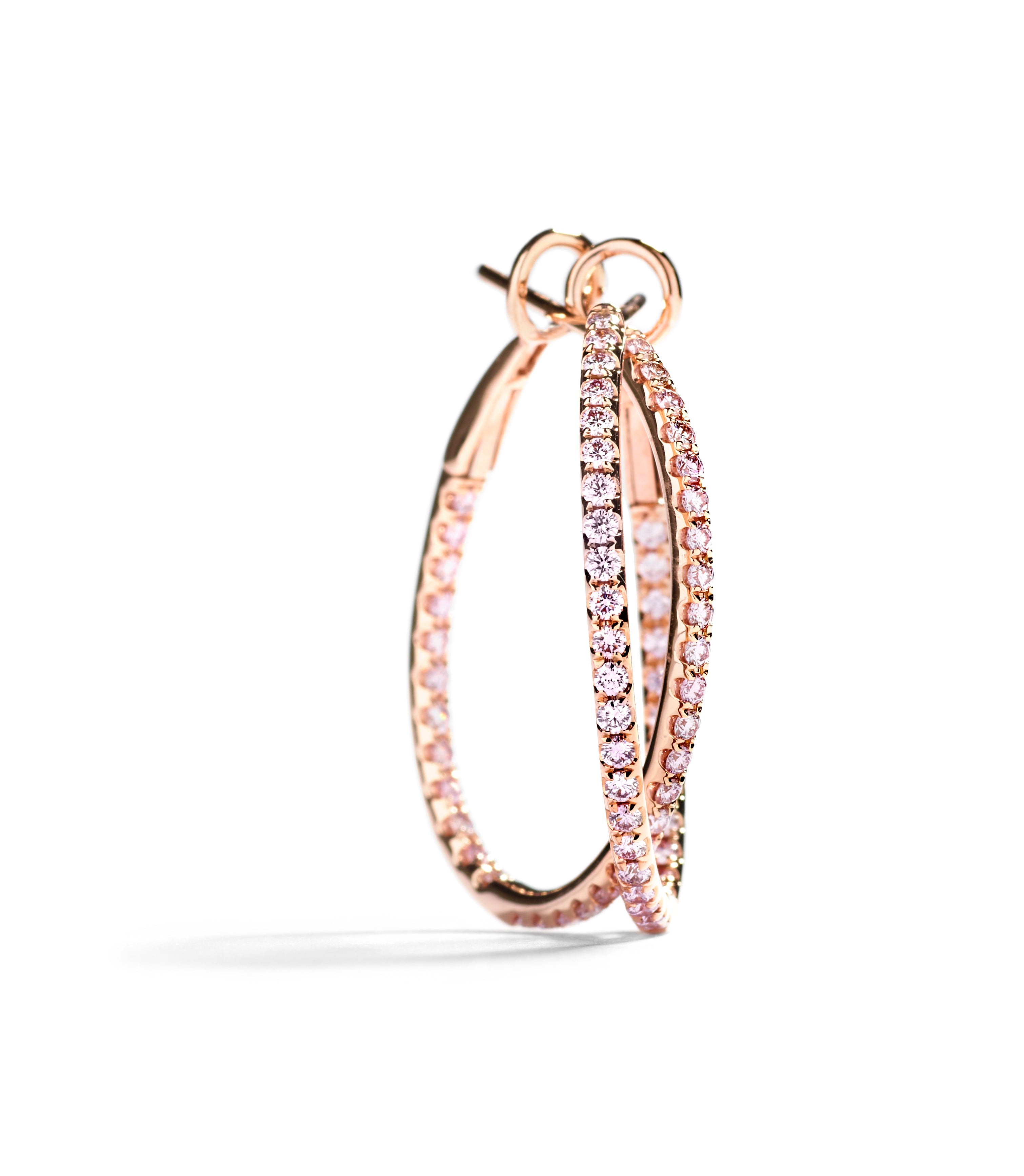 Diamant Creoler med i alt 0,60 ct. Argyle Pink brillanter