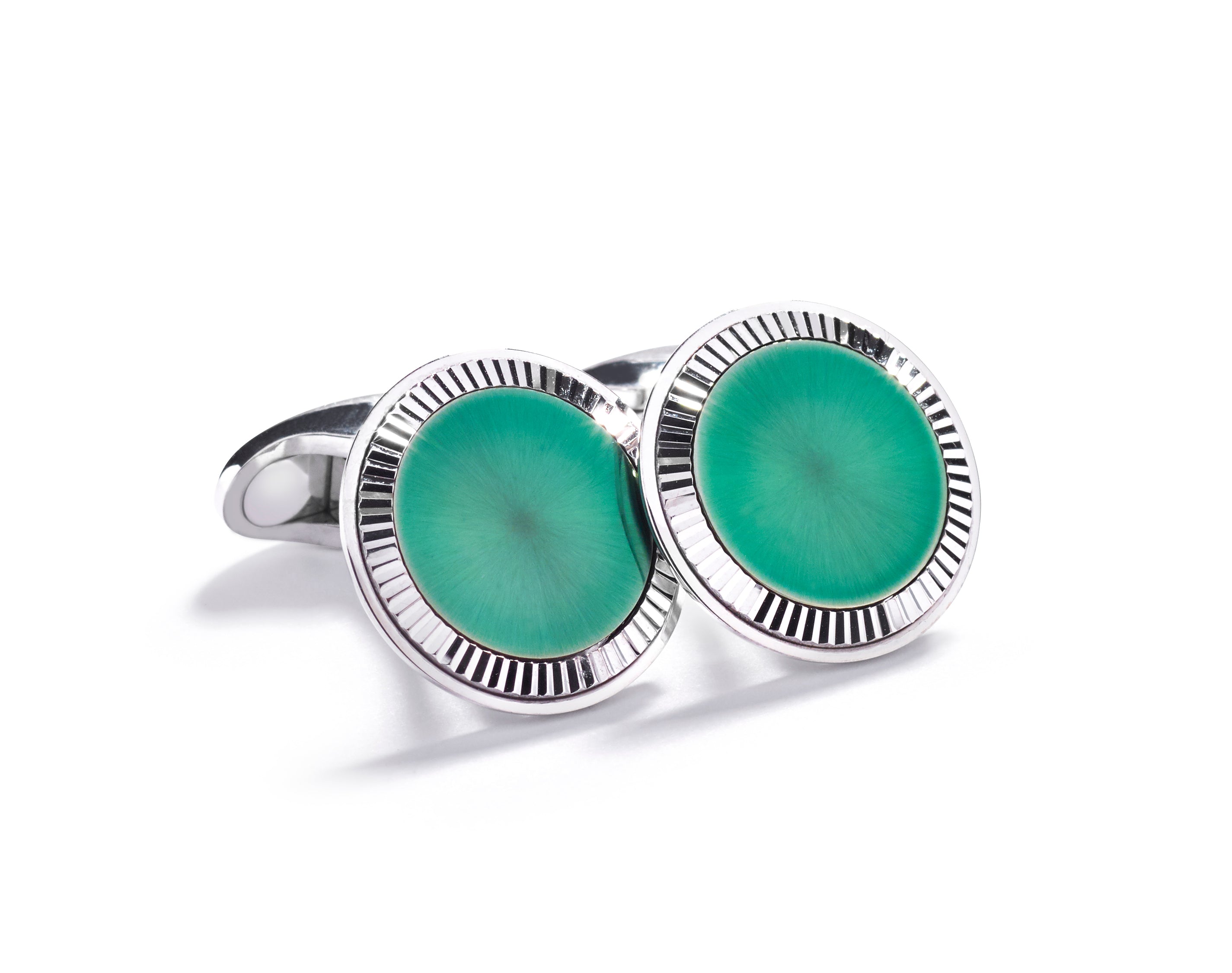 Manchetknapper i 18 kt. hvidguld og grønlakeret overflade