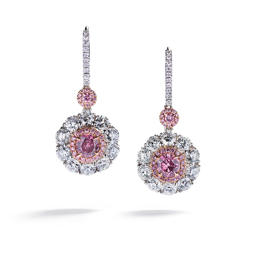 Legacy Rose rosetørehængere med i alt 1,00 ct. Argyle Pink brillanter