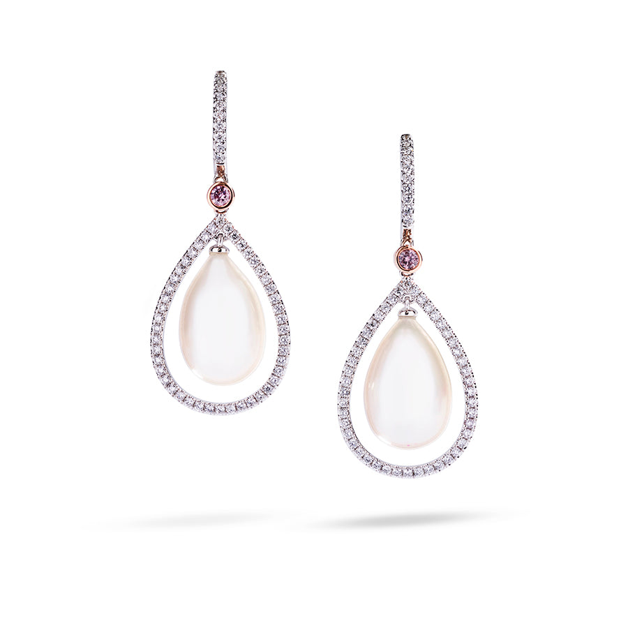 Argyle Pink diamant- og perleørehængere