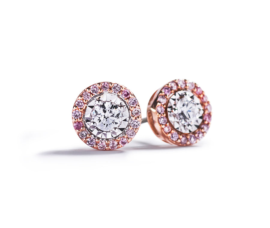 Rosét ørestikker fra Hartmann's med 0,10 ct. Argyle Pink diamanter