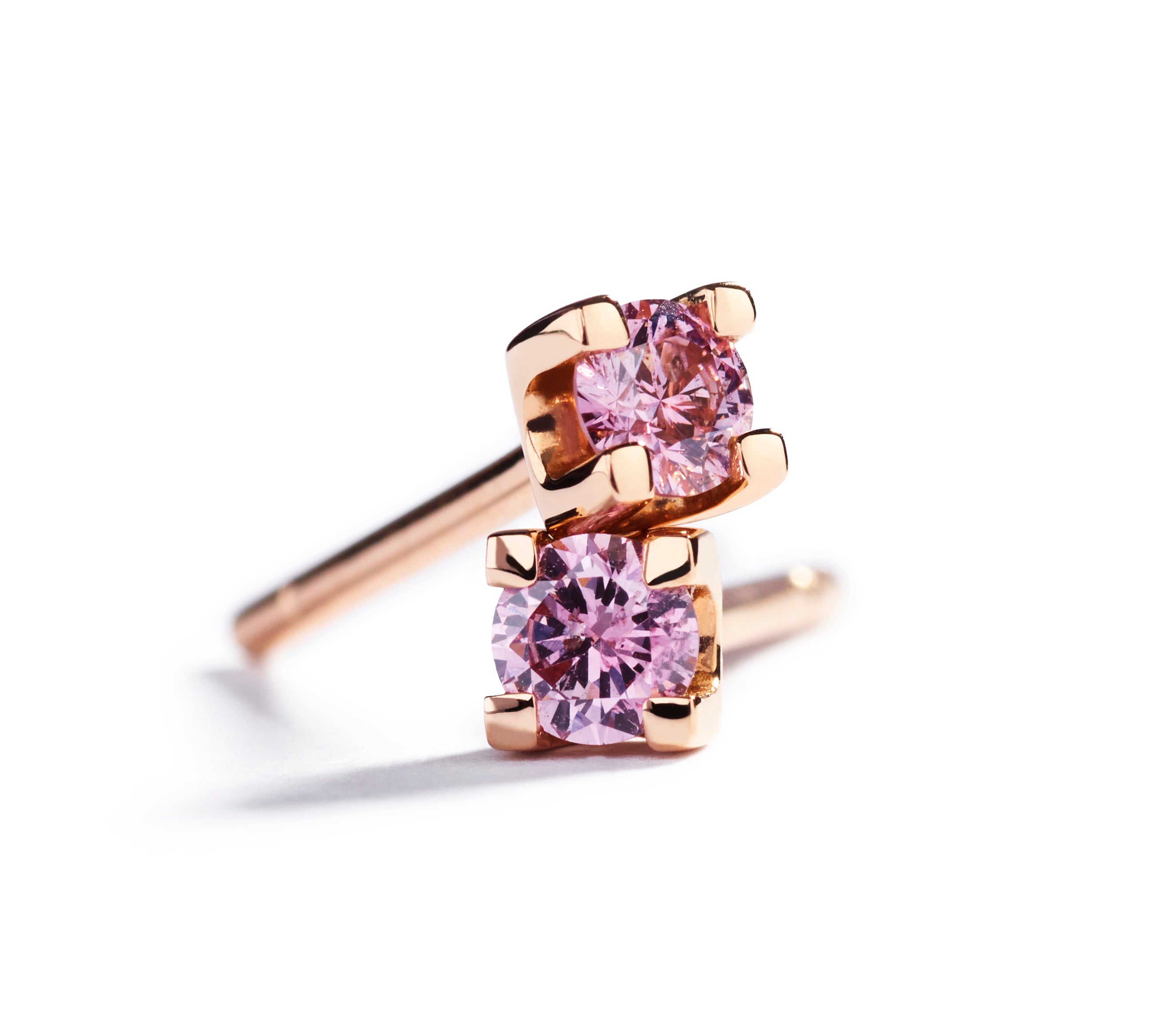 Solitaireørestikker med i alt 0,09 ct. Argyle Pink brillanter