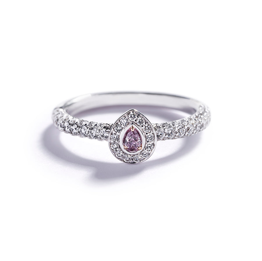 Rosetring med 0,06 ct. dråbesleben Argyle Pink diamant og 0,57 ct. brillanter