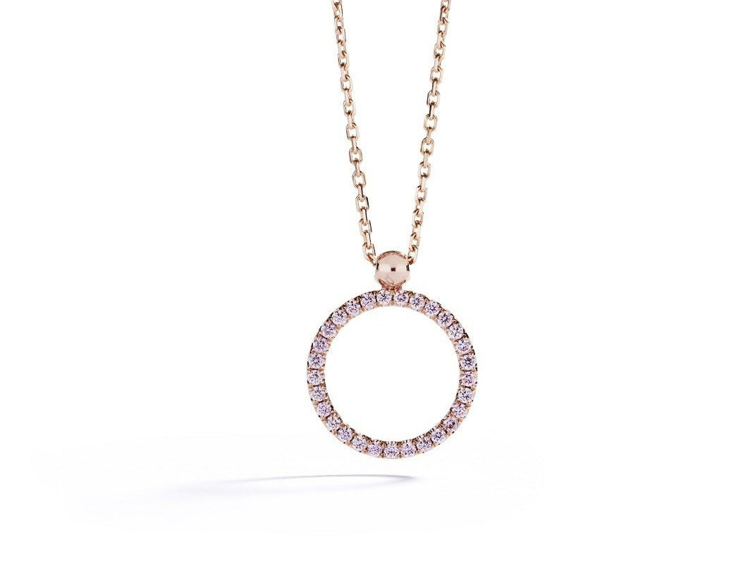 Cirkelvedhæng i 18 kt. rosaguld med 0,18 ct. Argyle Pink diamanter