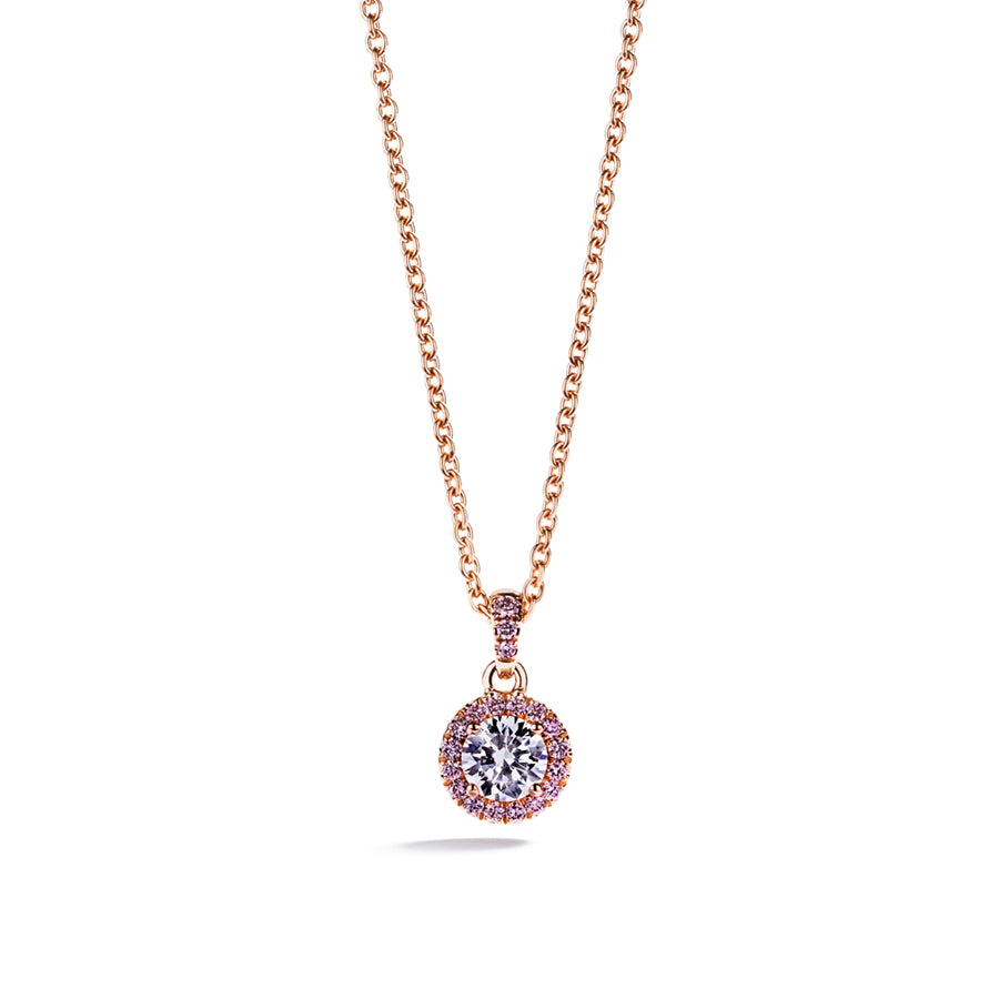 Roset vedhæng med 0,30 ct. brillant samt 0,09 ct. Argyle Pink diamanter