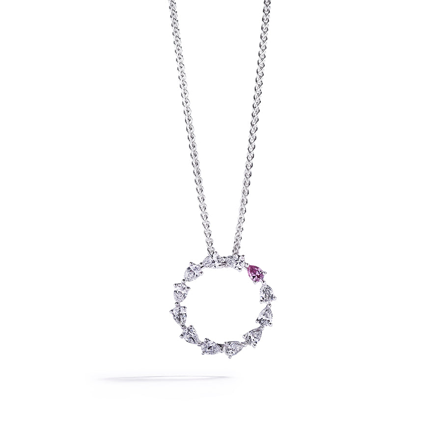 Diamant vedhæng med 0,07 ct. dråbesleben Argyle Pink diamant