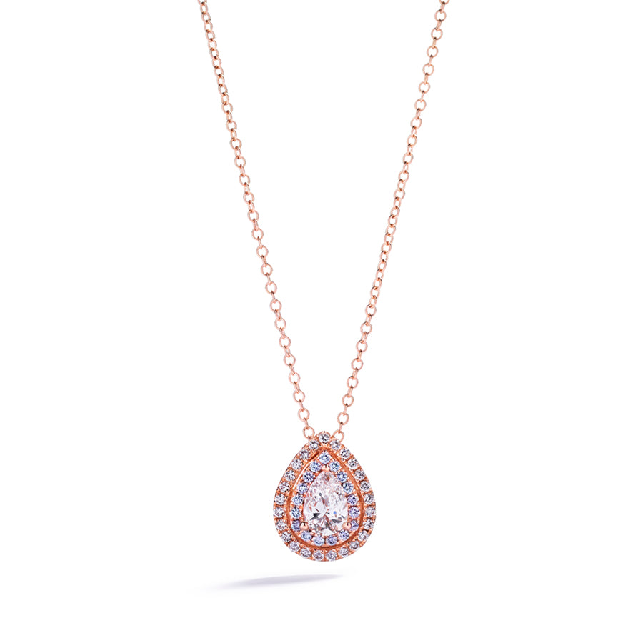 Diamantvedhæng fra Hartmann's i 18 kt. rosaguld med 0,71 ct. dråbediamant samt Argyle Blue brillanter