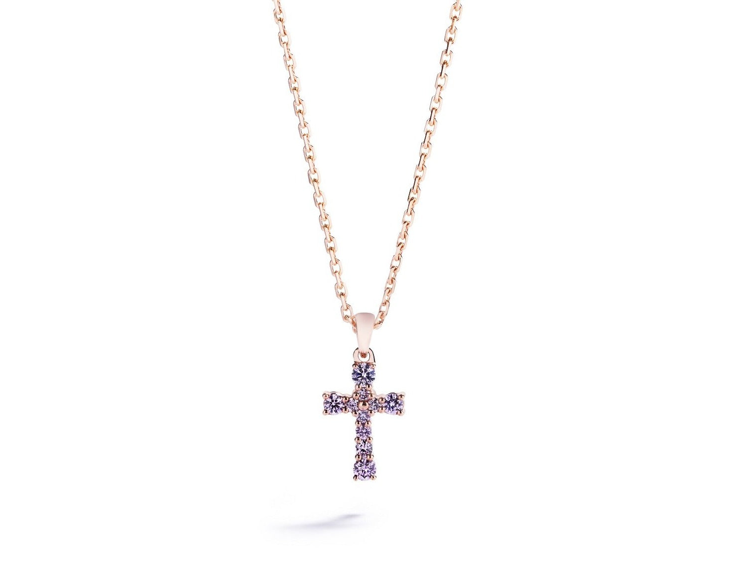 Diamantvedhæng fra Hartmann's formet som kors i 18 kt. rosaguld med 10 Argyle Pink diamanter